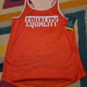 NWT Girls Size L(10/12) Tek Gear "Equality" Tank Top Orange & White